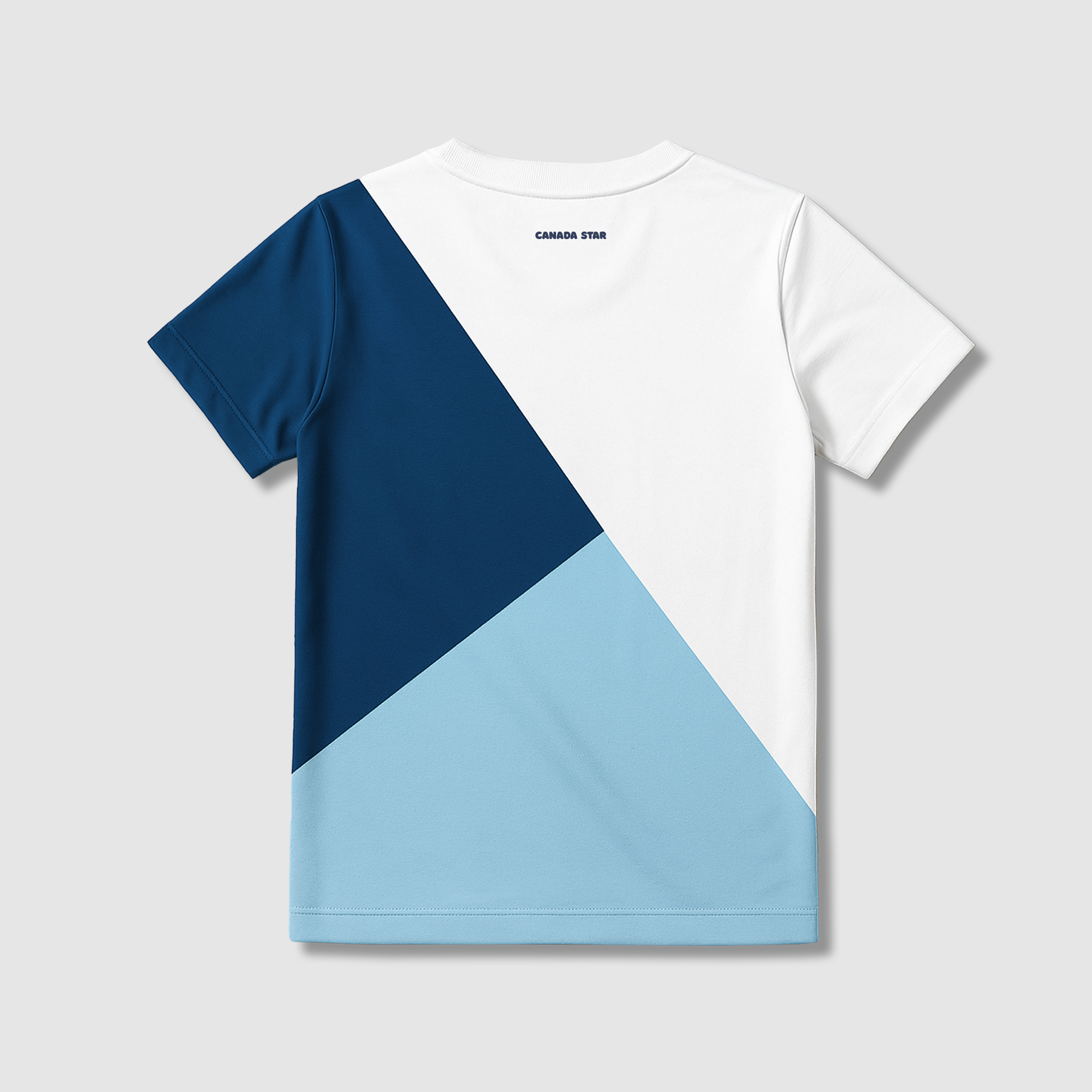 100% Organic Cotton Abstract Color block T-Shirt in Ocean Cavern, Crystal Blue & White colour