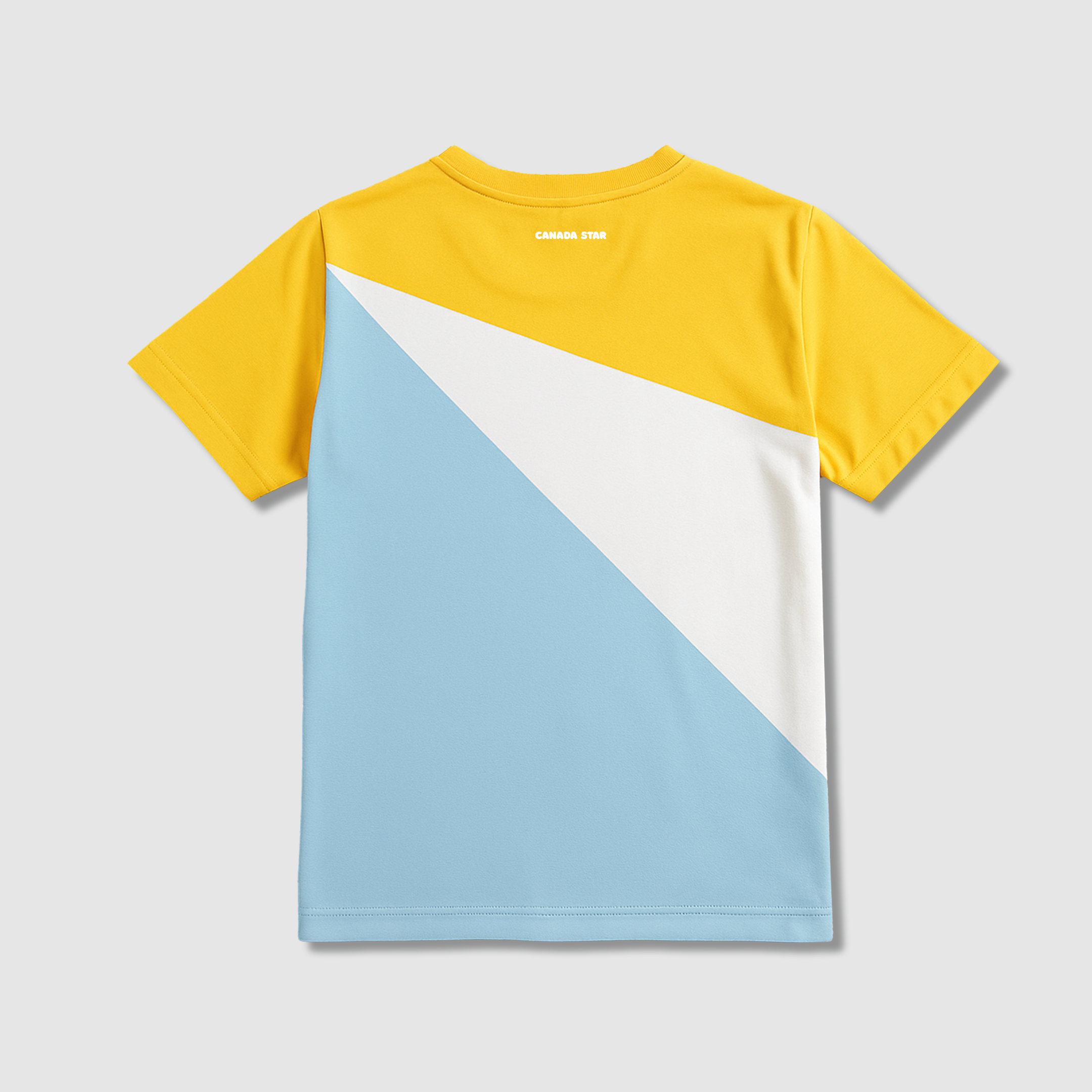 100% Organic Cotton Abstract Color block  T-Shirt in Buttercup, Crystal Blue & White colour