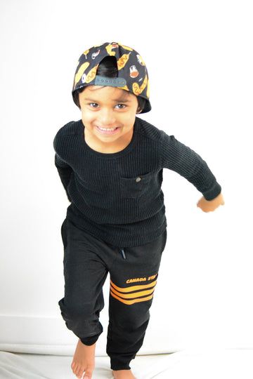 100% Organic Cotton Black with orange stripes Boys Jogger