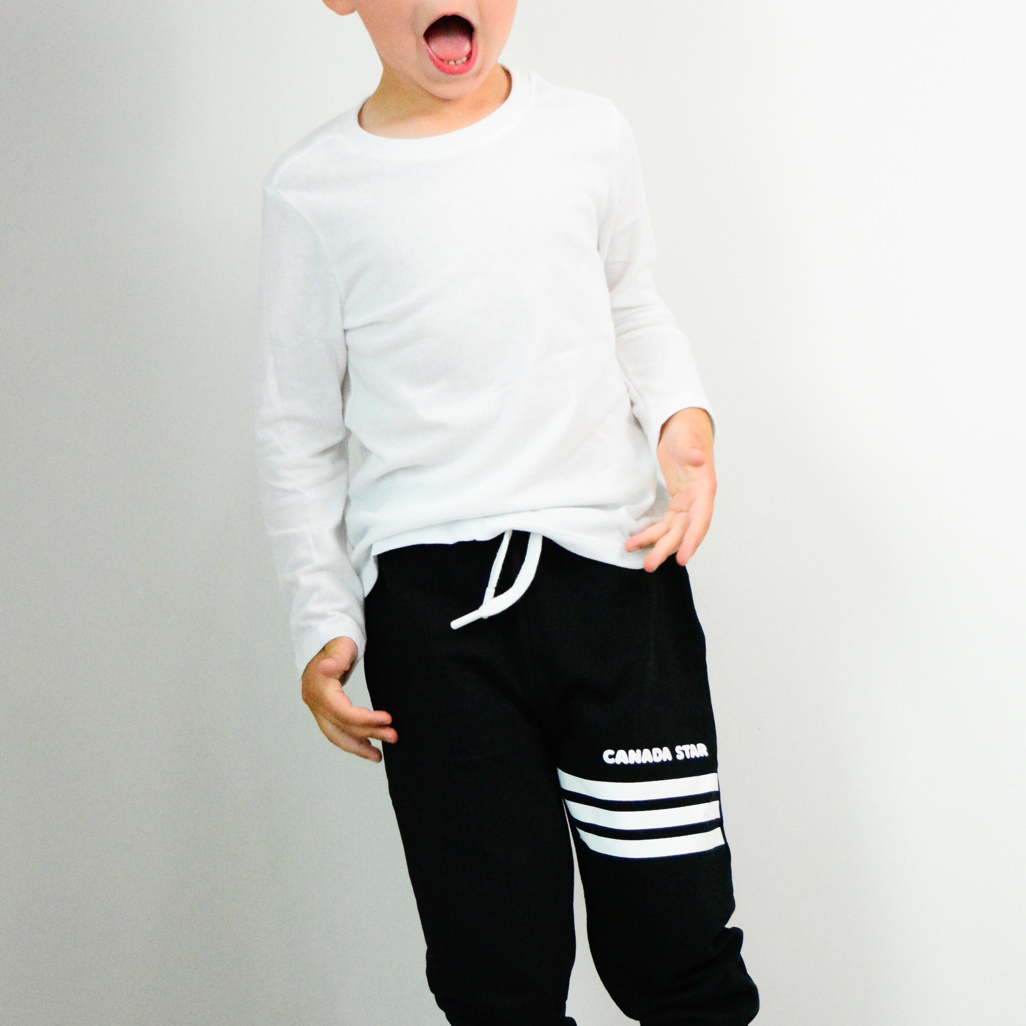 100% Organic Cotton Black with white stripes Boys Jogger