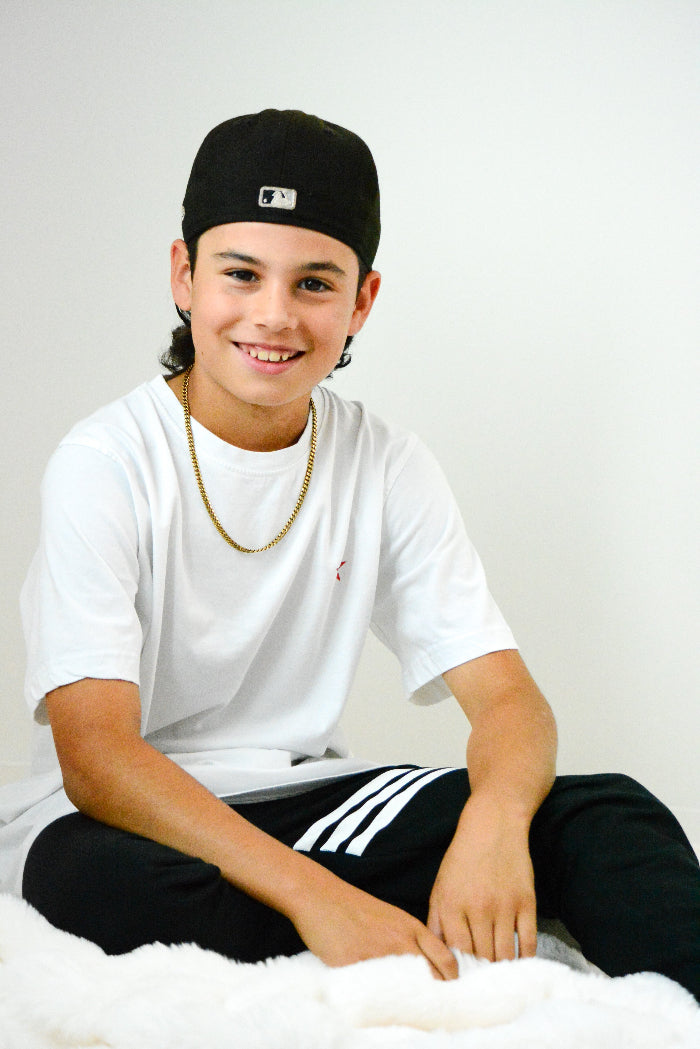 100% Organic Cotton Black with white stripes Boys Jogger