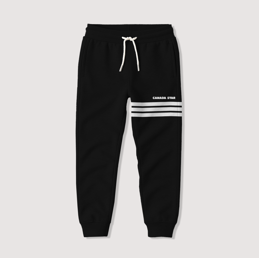 100% Organic Cotton Black with white stripes Boys Jogger