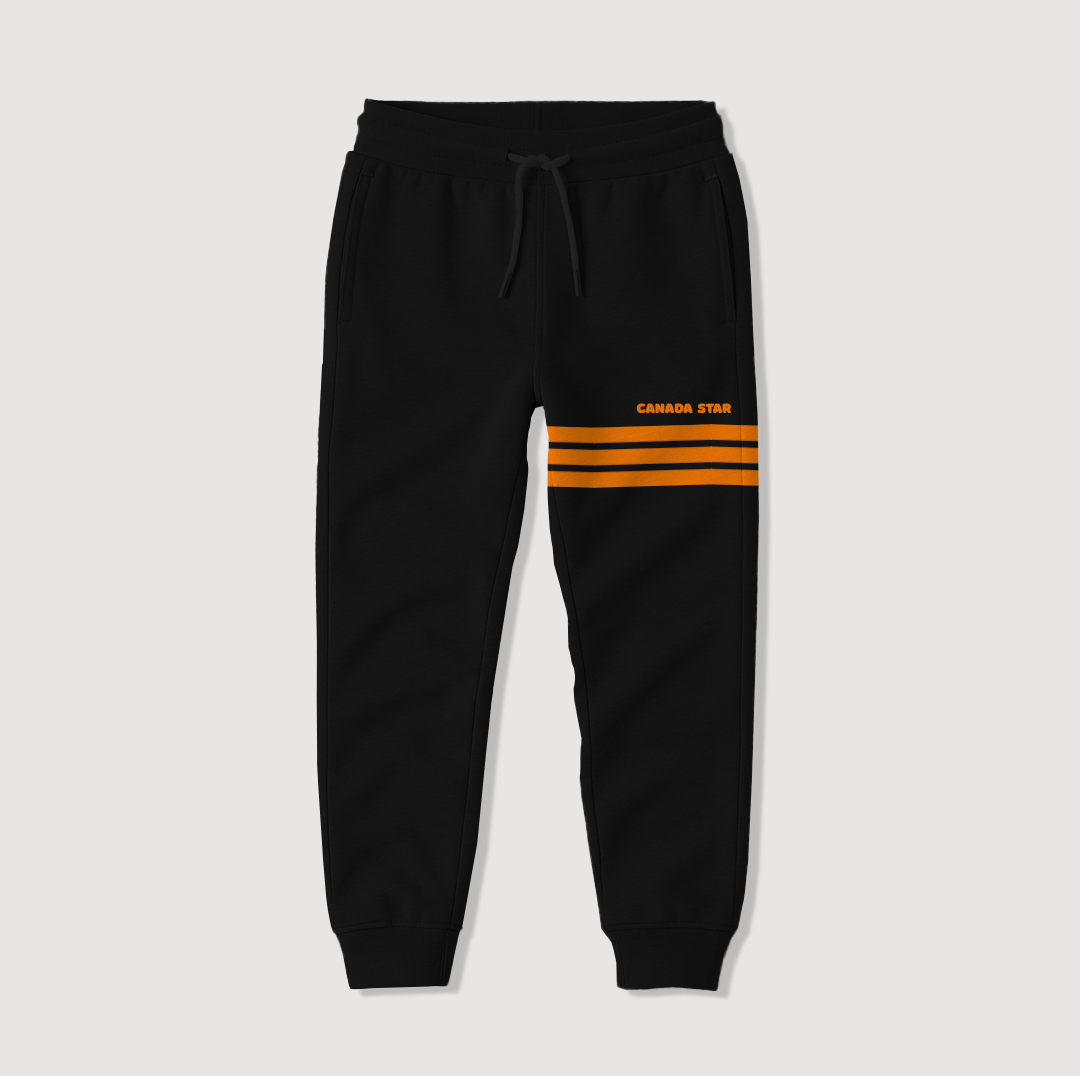 100% Organic Cotton Black with orange stripes Boys Jogger